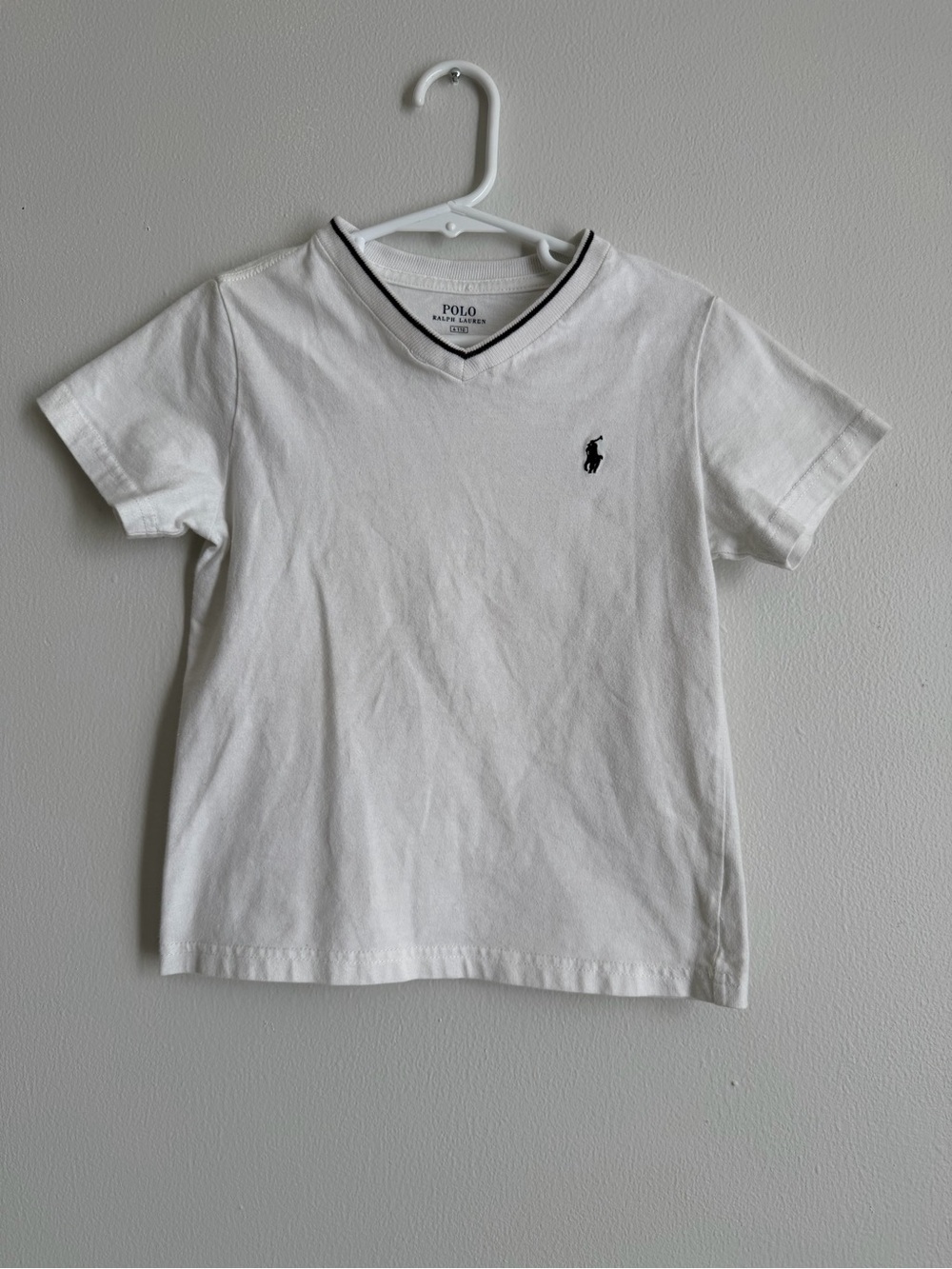 Polo by Ralph Lauren White V-Neck Tee with Black Trim